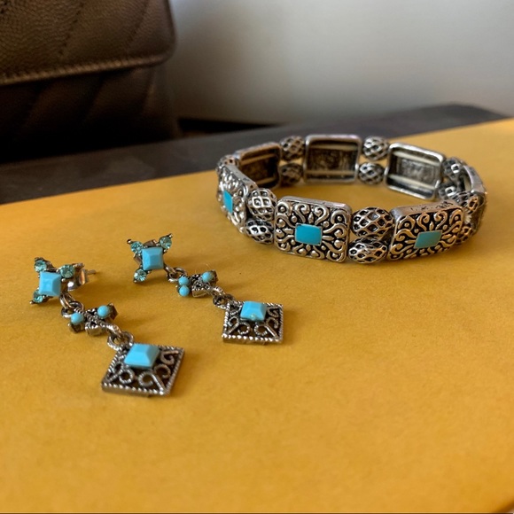 Jewelry - Antique Turquoise & Silver Earrings & Bracelet